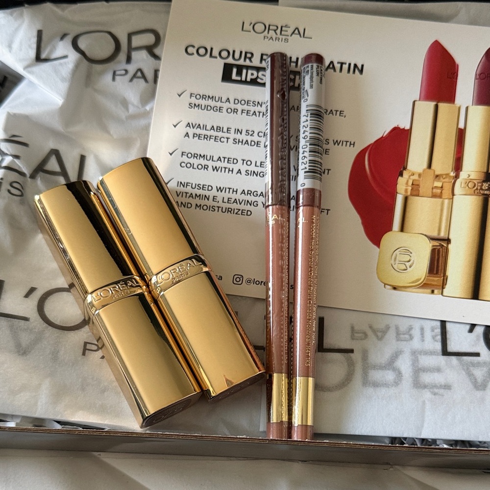 NEW Set of 4 L’Oreal Colour Riche satin lipstick + lip liner